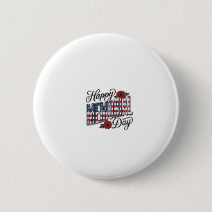 Vintage Happy Memorial Day Poppy Flag Shirt Design 6 Cm Round Badge