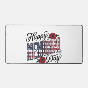 Vintage Happy Memorial Day Poppy Flag Shirt Design Desk Mat