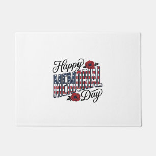 Vintage Happy Memorial Day Poppy Flag Shirt Design Doormat