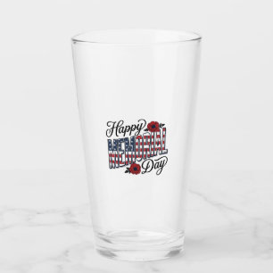 Vintage Happy Memorial Day Poppy Flag Shirt Design Glass