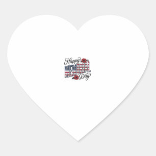 Vintage Happy Memorial Day Poppy Flag Shirt Design Heart Sticker