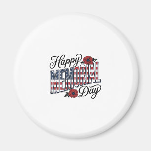 Vintage Happy Memorial Day Poppy Flag Shirt Design Magnet