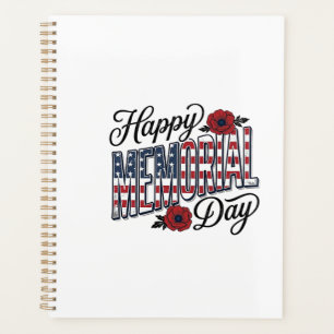 Vintage Happy Memorial Day Poppy Flag Shirt Design Planner