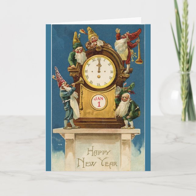 Vintage - Happy New Year Elves, Card (Front)