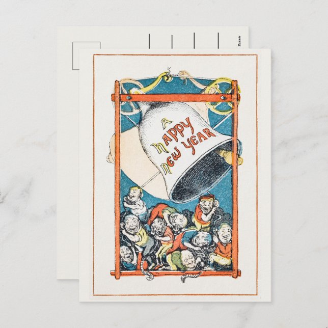 Vintage Happy New Year Greetings  Holiday Postcard (Front/Back)