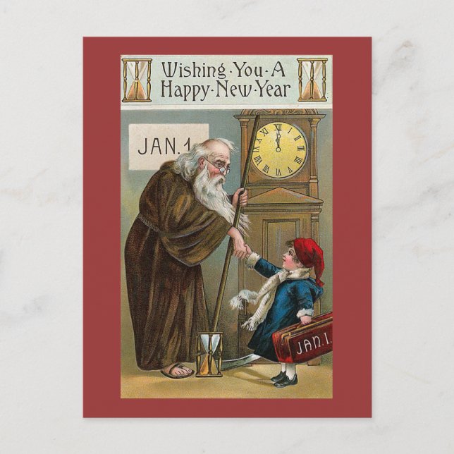 Vintage Happy New Year Holiday Postcard (Front)