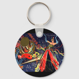 Vintage Happy New Years Eve Party with Confetti Key Ring