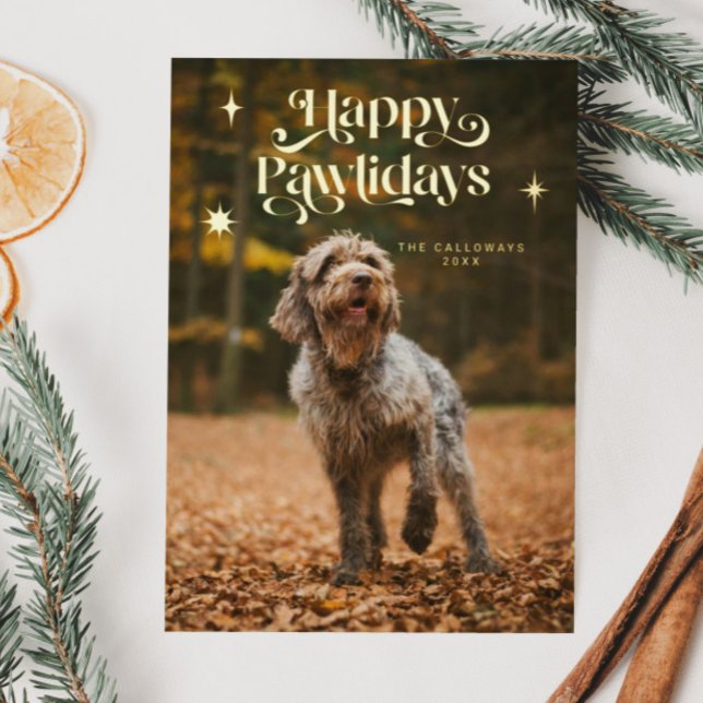 Vintage Happy Pawlidays Dog Photo Christmas (Creator Uploaded)