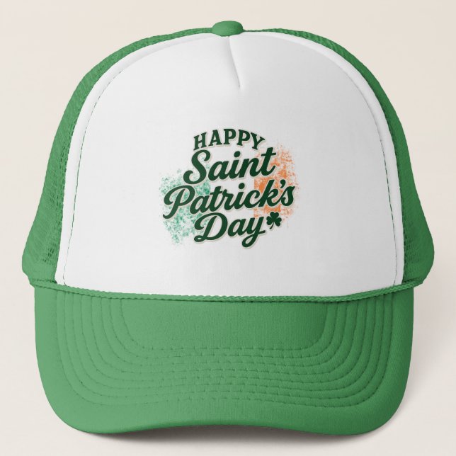Vintage Happy Saint Patrick's day  Trucker Hat (Front)