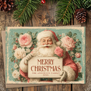 Vintage Happy Santa Christmas Holiday Card