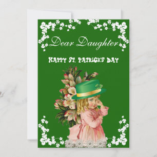 Vintage Happy St. Patricks Day Daughter Pink Dress Holiday Card