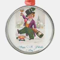 Vintage Happy St Patricks Day Shamrock Champagne