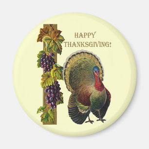 Vintage Happy Thanksgiving Turkey Magnet