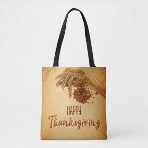 Vintage Happy Thanksgiving Wheat - Tote Bag