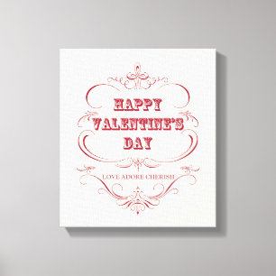 Vintage Happy Valentine's Day stretched canvas Print