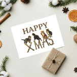 Vintage Happy Xmas Cute Cat Kitten Christmas Holiday Postcard<br><div class="desc">A Vintage Holiday Postcard featuring a retro illustration of kittens sitting on branches forming the word "XMAS". Any other text is customisable,  both front and back.</div>