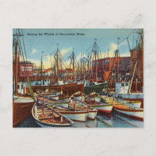 Vintage Harbour Gloucester, Massachusetts Postcard