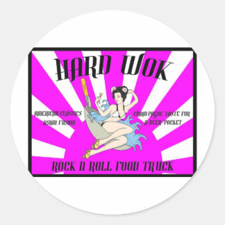 Vintage Hard Wok Cafe Sign Classic Round Sticker