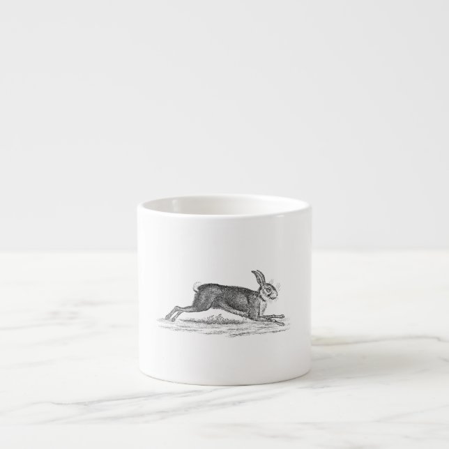 Vintage Hare Bunny Rabbit 1800s Illustration Espresso Cup (Front)