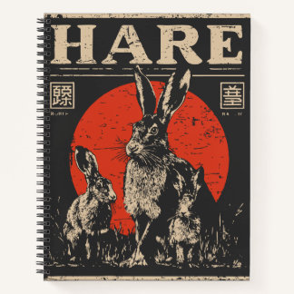 Vintage Hare Duo in Moonlight Scene Notebook