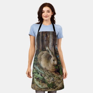 Vintage Hare Woodland Nature Dark Cottagecore Apron