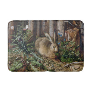 Vintage Hare Woodland Nature Dark Cottagecore Bath Mat