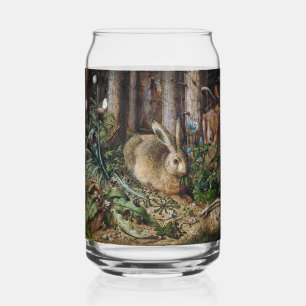 Vintage Hare Woodland Nature Dark Cottagecore Can Glass