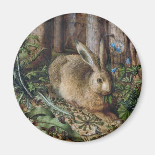 Vintage Hare Woodland Nature Dark Cottagecore Magnet