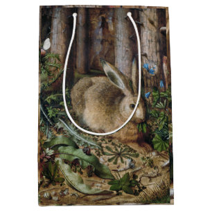 Vintage Hare Woodland Nature Dark Cottagecore Medium Gift Bag