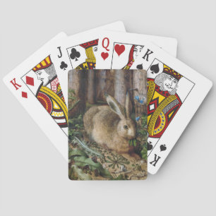 Vintage Hare Woodland Nature Dark Cottagecore Playing Cards