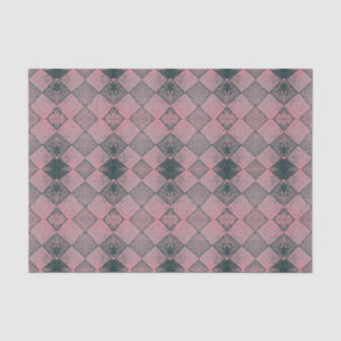 Vintage Harlequin Diamond Pink Black Pattern Tissue Paper