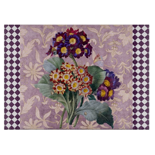 Vintage Harlequin Garden Flower Panel  Cutting Board (Front)