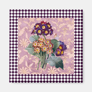 Vintage Harlequin Garden Flower Panel  Magnet