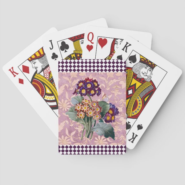 Vintage Harlequin Garden Flower Panel  Playing Cards (Back)
