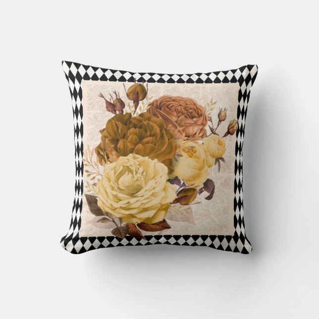 Vintage Harlequin Garden Roses Cushion (Front)