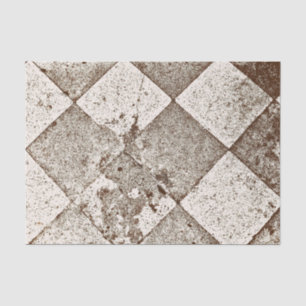 Vintage Harlequin Inspired Old Sepia Texture Tissue Paper