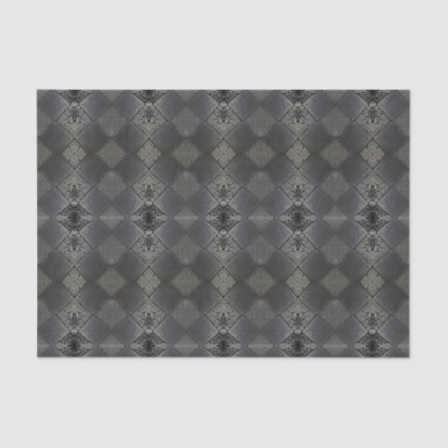 Vintage Harlequin Inspired Silver Grey Pattern Tissue Paper (Front)