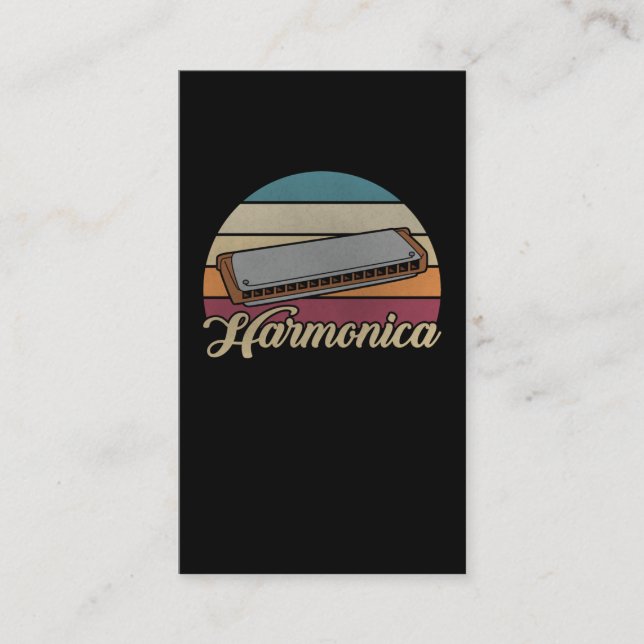 Vintage Harmonica Blues Musical Instrument Business Card (Front)