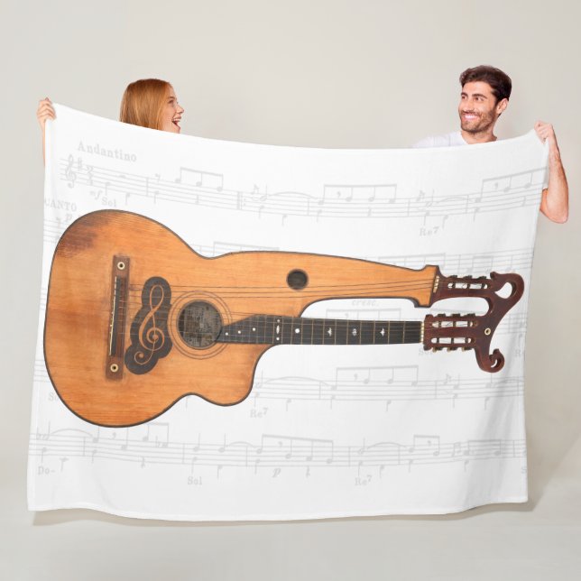 VINTAGE HARP GUITAR FLEECE BLANKET (In Situ)