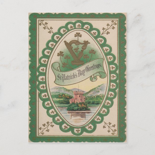 Vintage Harp Of Erin St Patrick's Day Card (Front)
