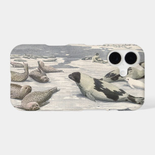 Vintage Harp Seals in Arctic Snow by Louis Fuertes