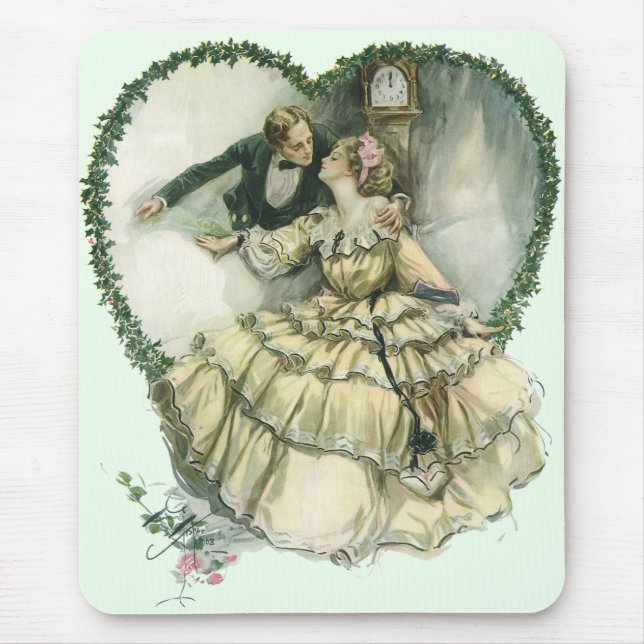 Vintage Harrison Fisher, Christmas Bride and Groom Mouse Pad (Front)