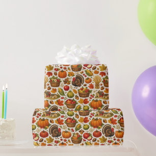 Vintage Harvest Farmhouse Thanksgiving Wrapping Paper