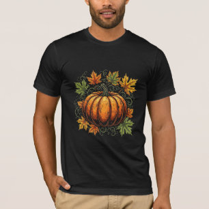 Vintage Harvest Pumpkin and Autumn Foliage T-Shirt