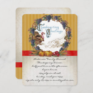 Vintage Harvest Thanksgiving Dinner Invitations