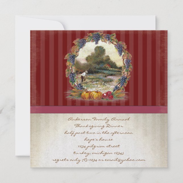 Vintage Harvest Thanksgiving Dinner Invitations (Front)