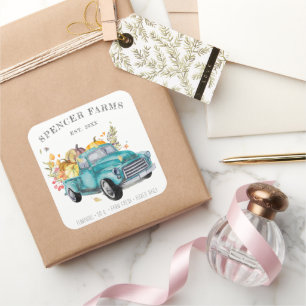 Vintage Harvest Truck Thanksgiving Sticker