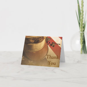 Vintage hat, flag and medal veterans day note card