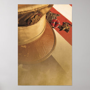 Vintage Hat, Flag, Medal Veterans Day Canvas Print