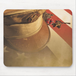 Vintage Hat, Flag, Medal Veterans Day Mouse Pad